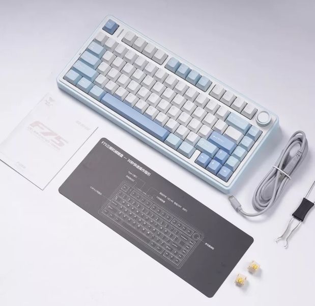 Беспроводная Игровая Клавиатура игровая Aula F75 Gasket Greywood V3 switch Hot-Swap, PBT Blue 487482903740 фото