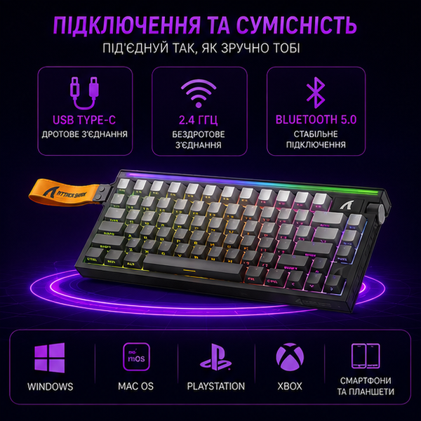 Игровая магнитная клавиатура Attack Shark R85 Grey 37834723632 фото