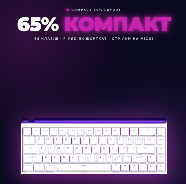 Магнітна ігрова клавіатура Madlions NANO68 Pro 68% (RGB) Біла 45345345345 фото
