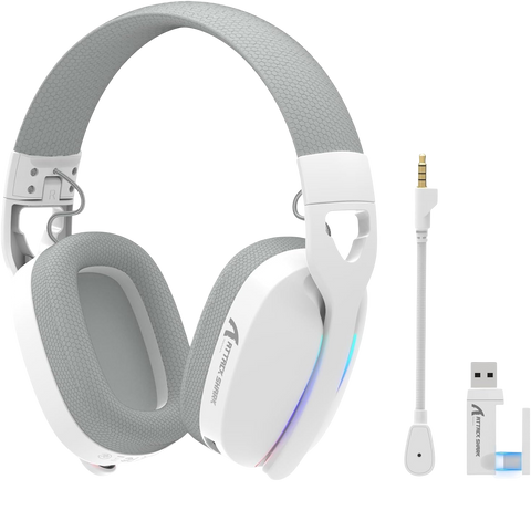 Наушники Attack Shark L90 Белые Беспроводная Игровая гарнтура, Радиоканал/Bluetooth. Съемный Микрофон, Динамическая RGB Подсветка 837492784823 фото