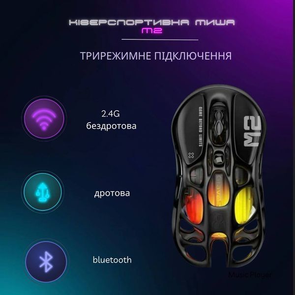 Бездротова Ігрова Миша GravaStar Mercury M2 Stealth Black 37434624245 фото