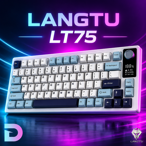 Механическая беспроводная клавиатура LANGTU LT75 с переключателями hotswap, Type-C, Bluetooth, 2,4 ГГц, RGB подсветка, 75 клавиш 980879087987 фото