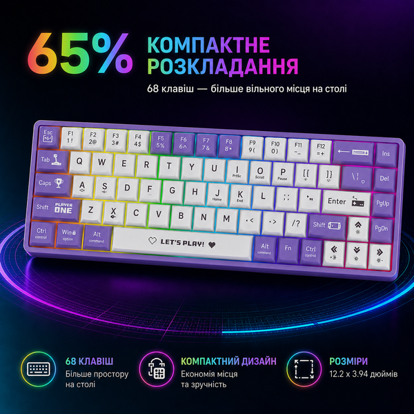 Игровая механическая клавиатура AJAZZ AK680 с RGB Brown Switch 7347346232 фото