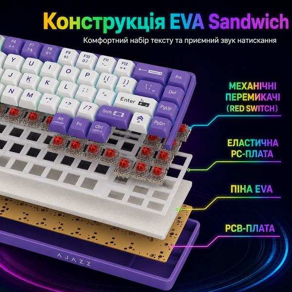 Игровая механическая клавиатура AJAZZ AK680 с RGB Brown Switch 7347346232 фото