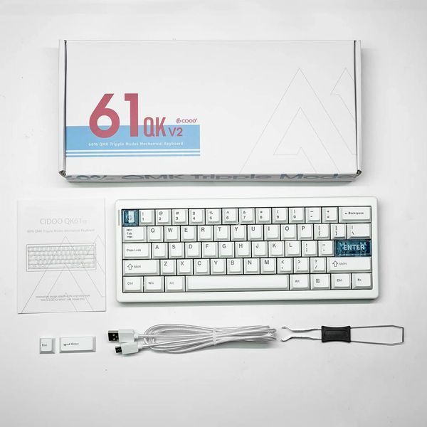 Бездротова механічна клавіатура CIDOO QK61 V2 White 8908 фото
