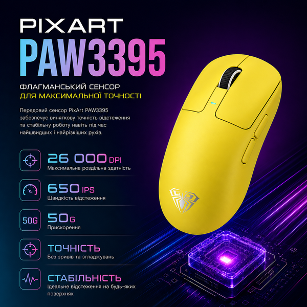 Беспроводная игровая Мышь AULA SC680 26000DPI Yellow 923509732 фото