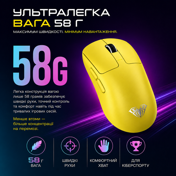 Беспроводная игровая Мышь AULA SC680 26000DPI Yellow 923509732 фото