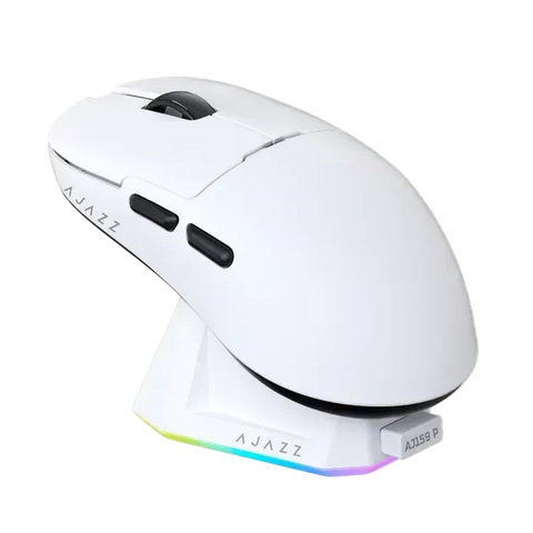 Беспроводная легкая магнитная мышь Ajazz AJ159P PAW3395 2.4G 26000 DPI RGB Белая 4123 фото