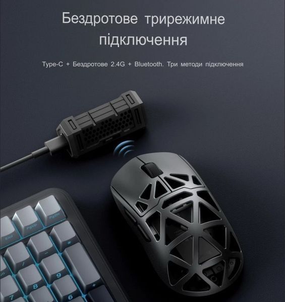 Геймерская беспроводная аккумуляторная мышь MCHOSE Ax5, PixArt PAW3395 4K, 26000DPI, BLACK 3453253456 фото